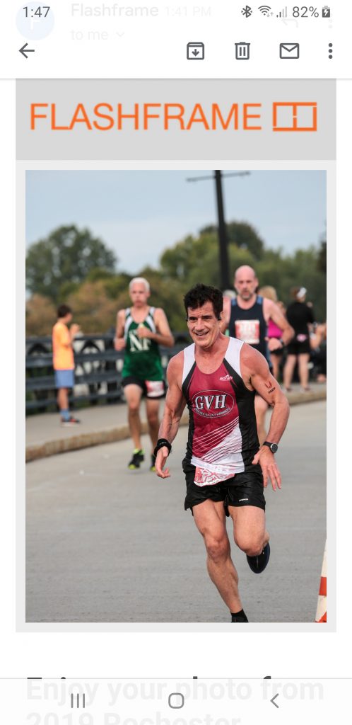 Anthony Crilly runs Rochester Half Marathon and places 1st in Age Group September 22, 2019 Roxhester, NY