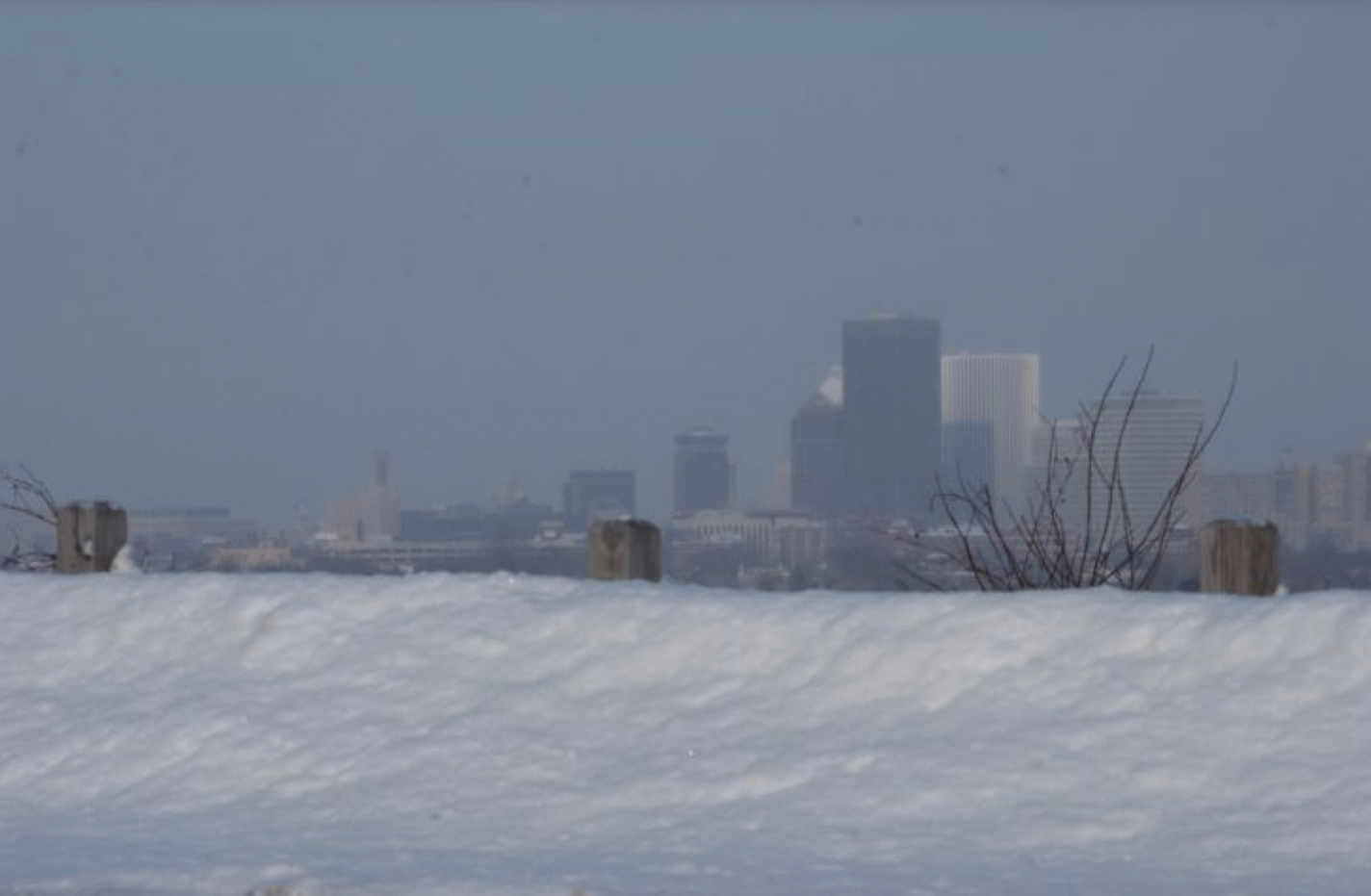 Cobbs Hill Winter View of Rochester NY downtown